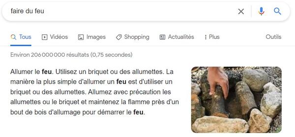 Image d'un Featured Snippet de Google